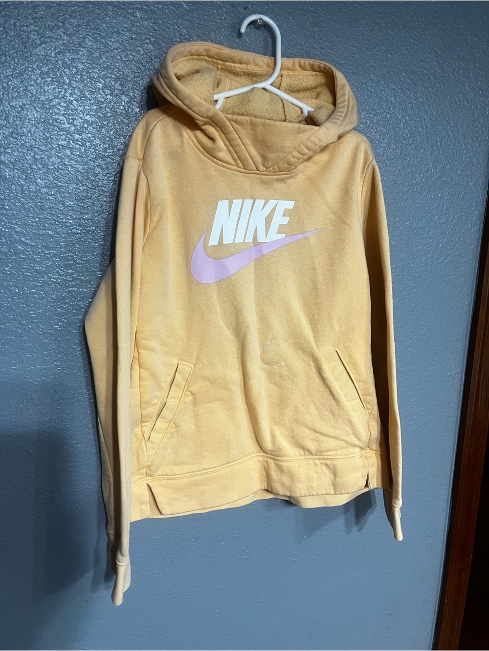 Nike kids Hooded Sweatshirt in Pale Orange with Pink Swoosh